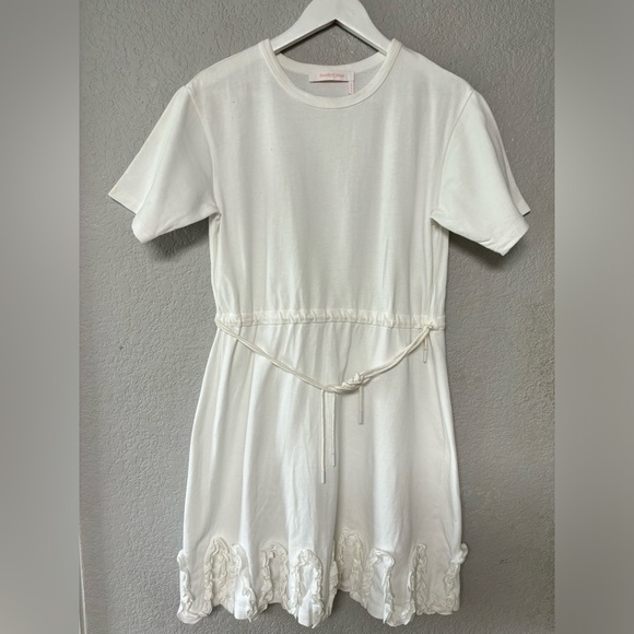 SEE BY CHLOÉ White Powder Cotton Short Sleeve Dress‎ Size M - Picture 1 of 8